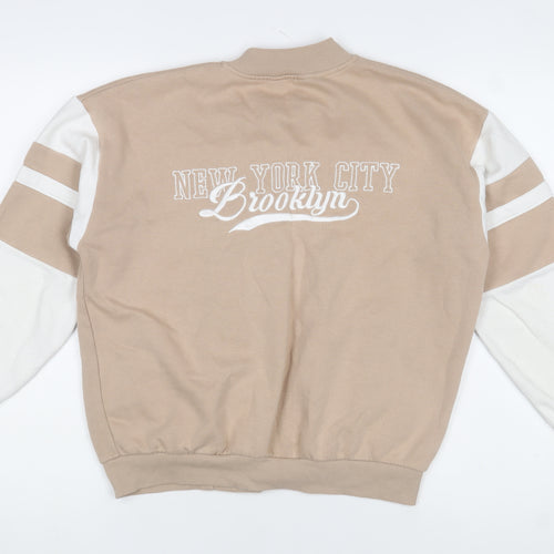 New Look Girls Beige Varsity Jacket 915 Age 12-13 Snap Button Casual