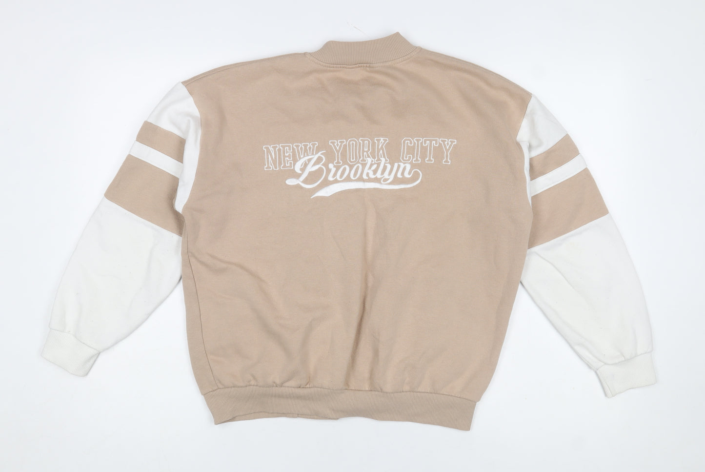 New Look Girls Beige Varsity Jacket 915 Age 12-13 Snap Button Casual