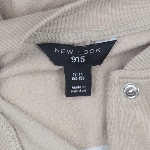 New Look Girls Beige Varsity Jacket 915 Age 12-13 Snap Button Casual