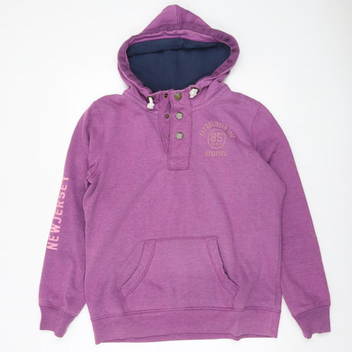 Crane College Team Womens Purple L Henley Hoodie Athletic Style