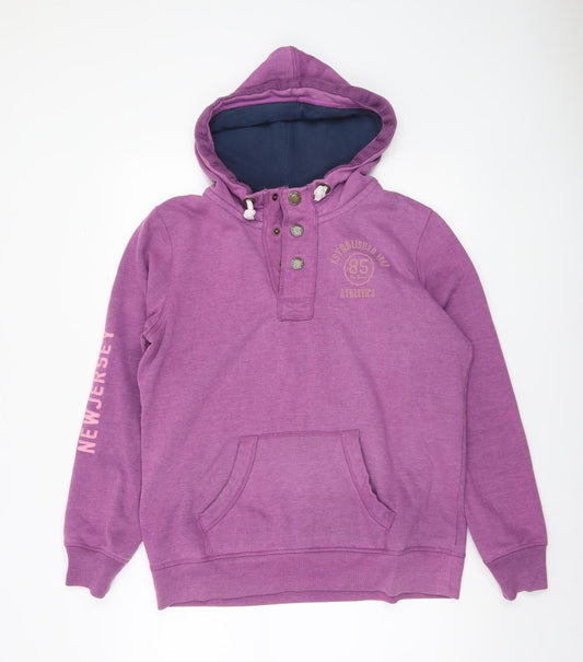 Crane College Team Womens Purple L Henley Hoodie Athletic Style