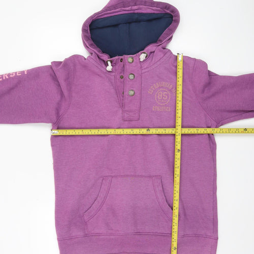 Crane College Team Womens Purple L Henley Hoodie Athletic Style