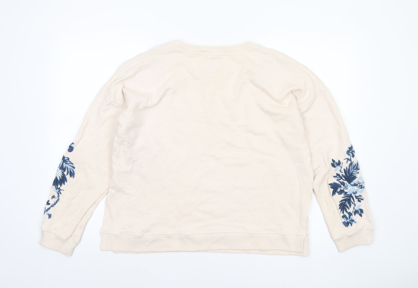 Jack Wills Womens Beige Floral Embroidered Pullover Sweatshirt UK 16