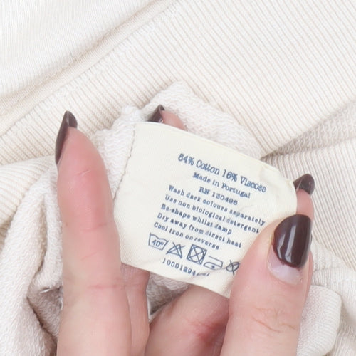 Jack Wills Womens Beige Floral Embroidered Pullover Sweatshirt UK 16