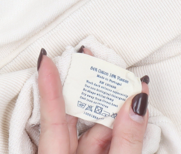 Jack Wills Womens Beige Floral Embroidered Pullover Sweatshirt UK 16