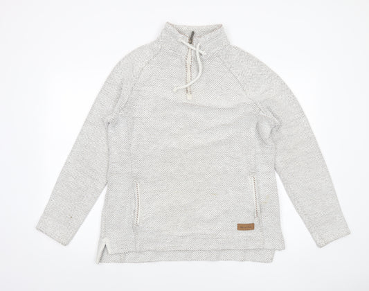 Weird Fish Womens Beige 1/4 Zip Cotton Blend Pullover Sweatshirt Size 16