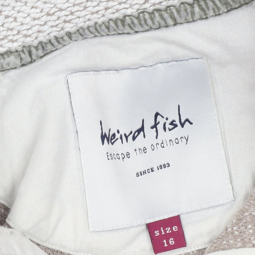 Weird Fish Womens Beige 1/4 Zip Cotton Blend Pullover Sweatshirt Size 16