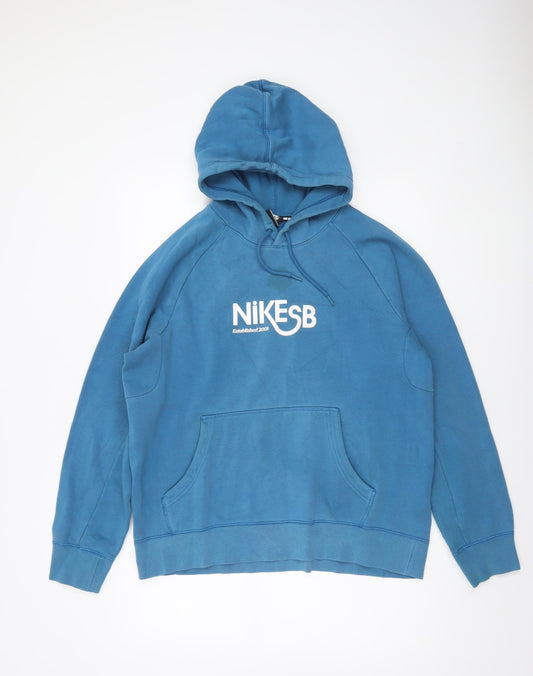 Nike SB Men Blue Pullover Hoodie L Skateboarding Fleece
