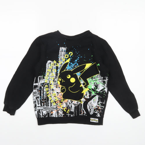 Tu Boys Black Pokémon Pikachu Sweatshirt 9 Years Long Sleeve Graphic Pullover
