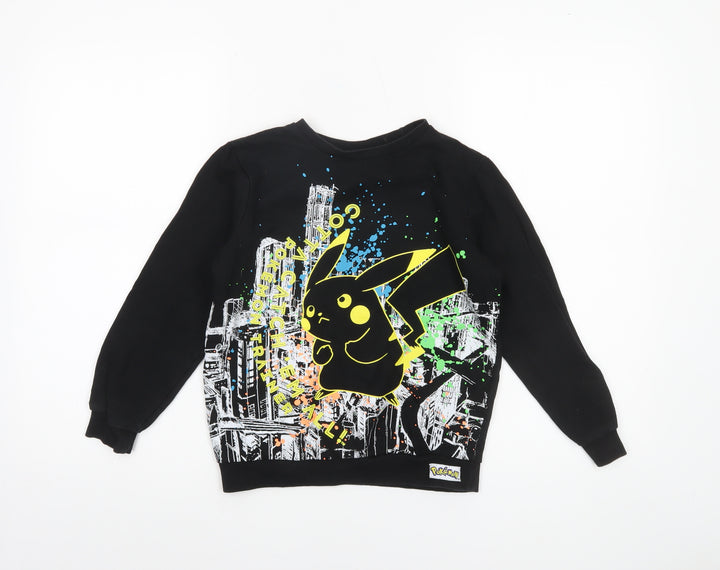 Tu Boys Black Pokémon Pikachu Sweatshirt 9 Years Long Sleeve Graphic Pullover