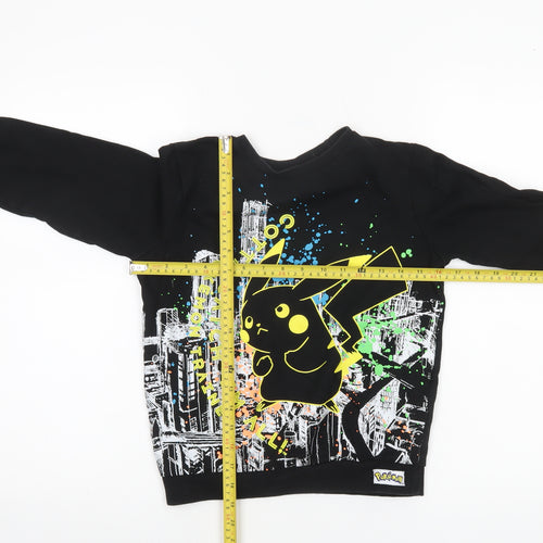 Tu Boys Black Pokémon Pikachu Sweatshirt 9 Years Long Sleeve Graphic Pullover