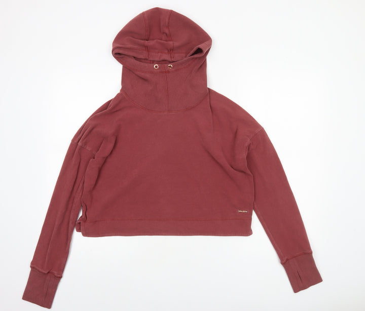 Sweaty Betty Womens Burgundy L Pullover Hoodie Relaxed Fit Cropped Sweatshirt