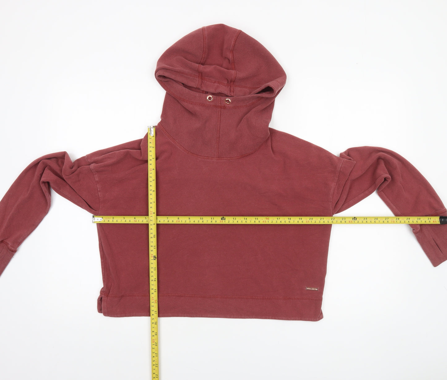 Sweaty Betty Womens Burgundy L Pullover Hoodie Relaxed Fit Cropped Sweatshirt