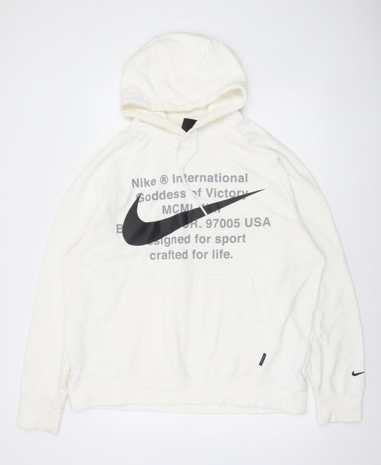 Nike Men's White XL Pullover Hoodie with Graphic Print