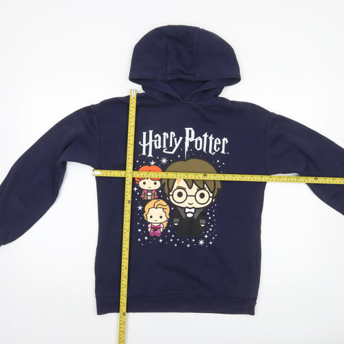 Harry Potter Boys Navy Hoodie 13-14 Years Pullover Graphic Print Cotton Blend