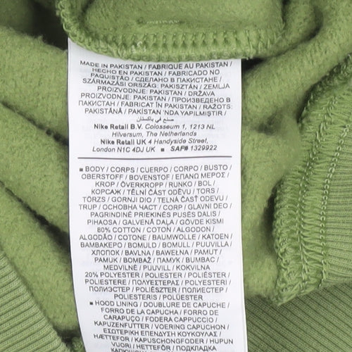 Nike Men's Green Pullover Hoodie XS Fleece Regular Fit