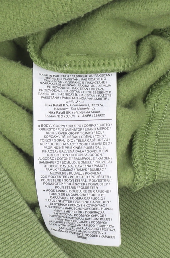 Nike Men's Green Pullover Hoodie XS Fleece Regular Fit