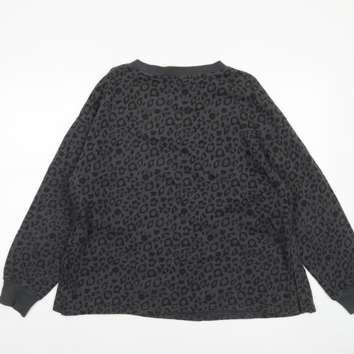 George Disney Minnie Mouse Black Leopard Print Sweatshirt Women L 16-18