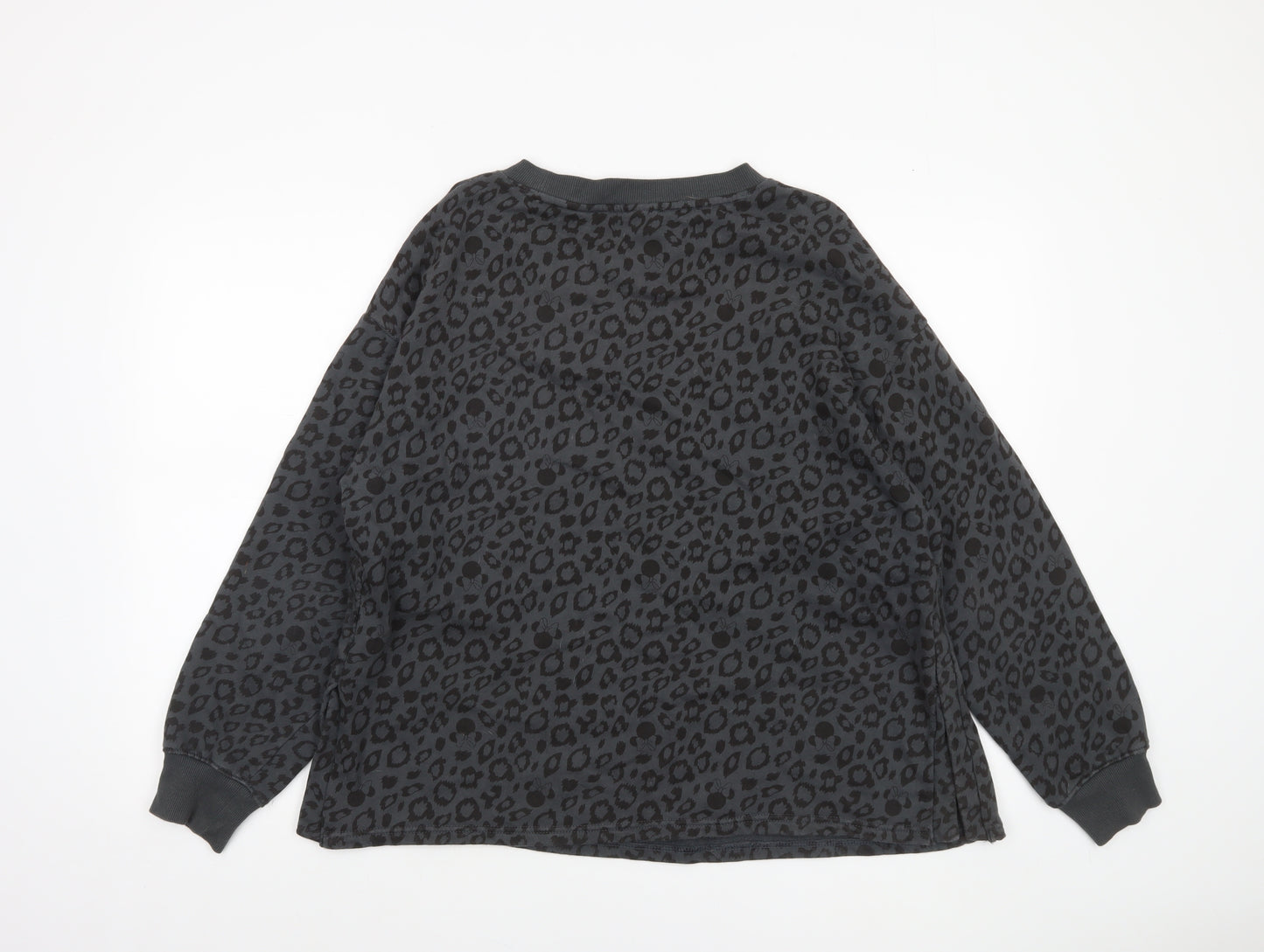 George Disney Minnie Mouse Black Leopard Print Sweatshirt Women L 16-18