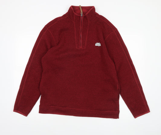Weird Fish Men's Red 1/4 Zip Fleece Sweatshirt Size S Regular Fit