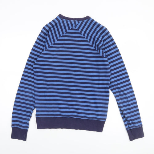 Divided by H&M Women Blue Striped Cotton Pullover Sweatshirt Size S