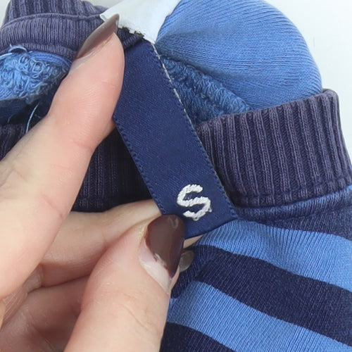 Divided by H&M Women Blue Striped Cotton Pullover Sweatshirt Size S