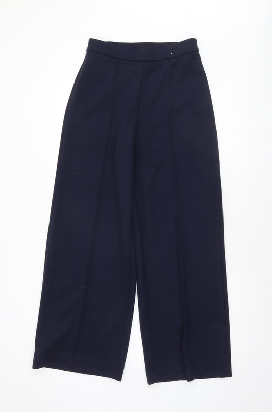 Marks and Spencer Womens Blue Wide-Leg Cropped Trousers Size 8
