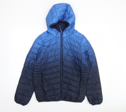 Marks and Spencer Boys Blue Ombré Puffer Jacket Hooded 13-14 Years