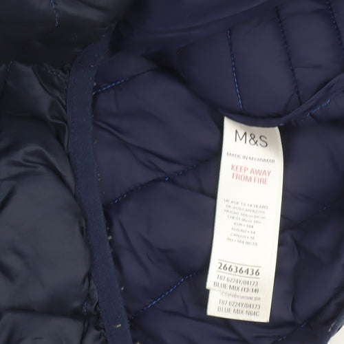 Marks and Spencer Boys Blue Ombré Puffer Jacket Hooded 13-14 Years