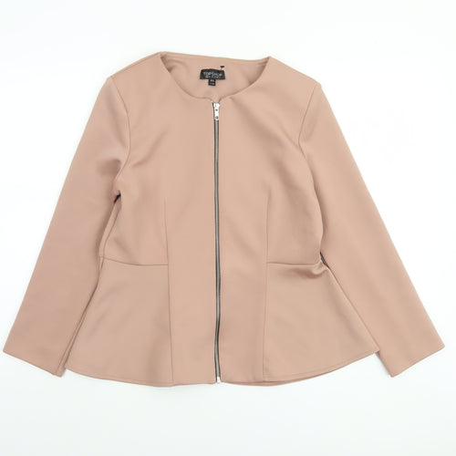 Topshop Women’s Beige Zip-Up Jacket UK 14 Classic Style