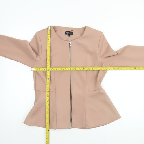 Topshop Women’s Beige Zip-Up Jacket UK 14 Classic Style