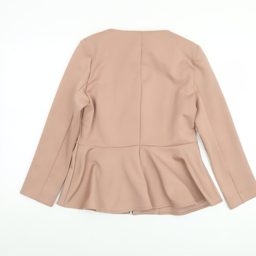 Topshop Women’s Beige Zip-Up Jacket UK 14 Classic Style