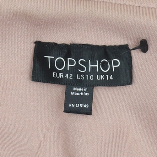 Topshop Women’s Beige Zip-Up Jacket UK 14 Classic Style