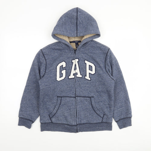 GAP Boys Blue Full Zip Hooded Sweatshirt 10-11 Years Sherpa Lined