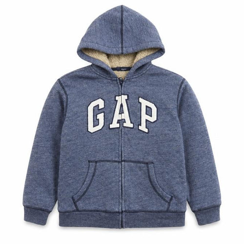 GAP Boys Blue Full Zip Hooded Sweatshirt 10-11 Years Sherpa Lined