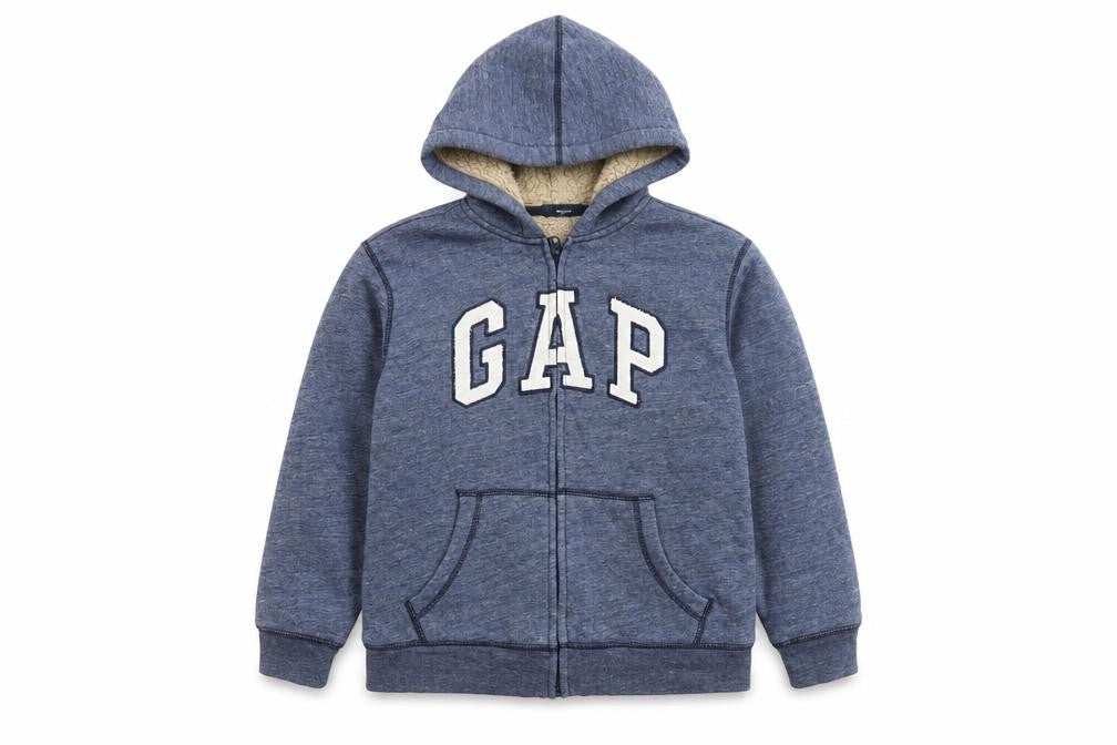 GAP Boys Blue Full Zip Hooded Sweatshirt 10-11 Years Sherpa Lined