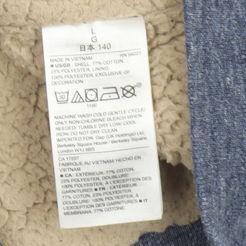 GAP Boys Blue Full Zip Hooded Sweatshirt 10-11 Years Sherpa Lined