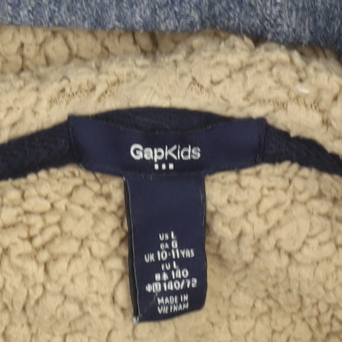 GAP Boys Blue Full Zip Hooded Sweatshirt 10-11 Years Sherpa Lined