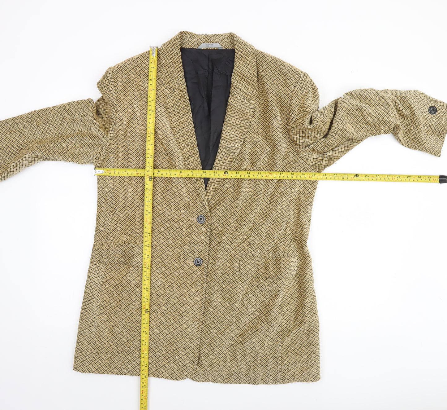 Marks and Spencer Women’s Gold Woven Blazer UK 16 Classic Fit