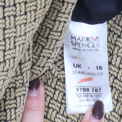 Marks and Spencer Women’s Gold Woven Blazer UK 16 Classic Fit
