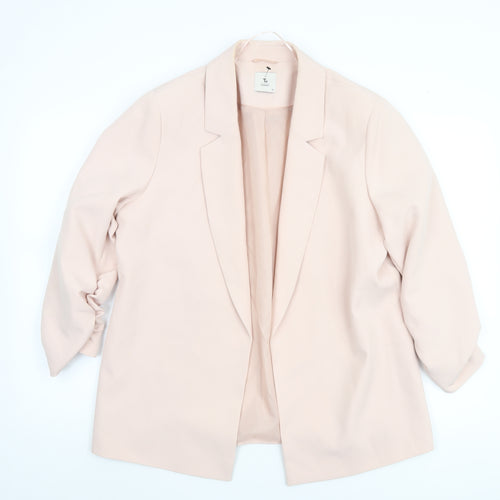 Tu Women Beige Regular Fit Notch Lapel Lined Blazer Size 14