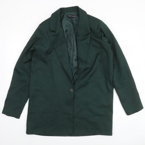 PrettyLittleThing Women Green Regular Fit Notch Lapel Blazer UK 6