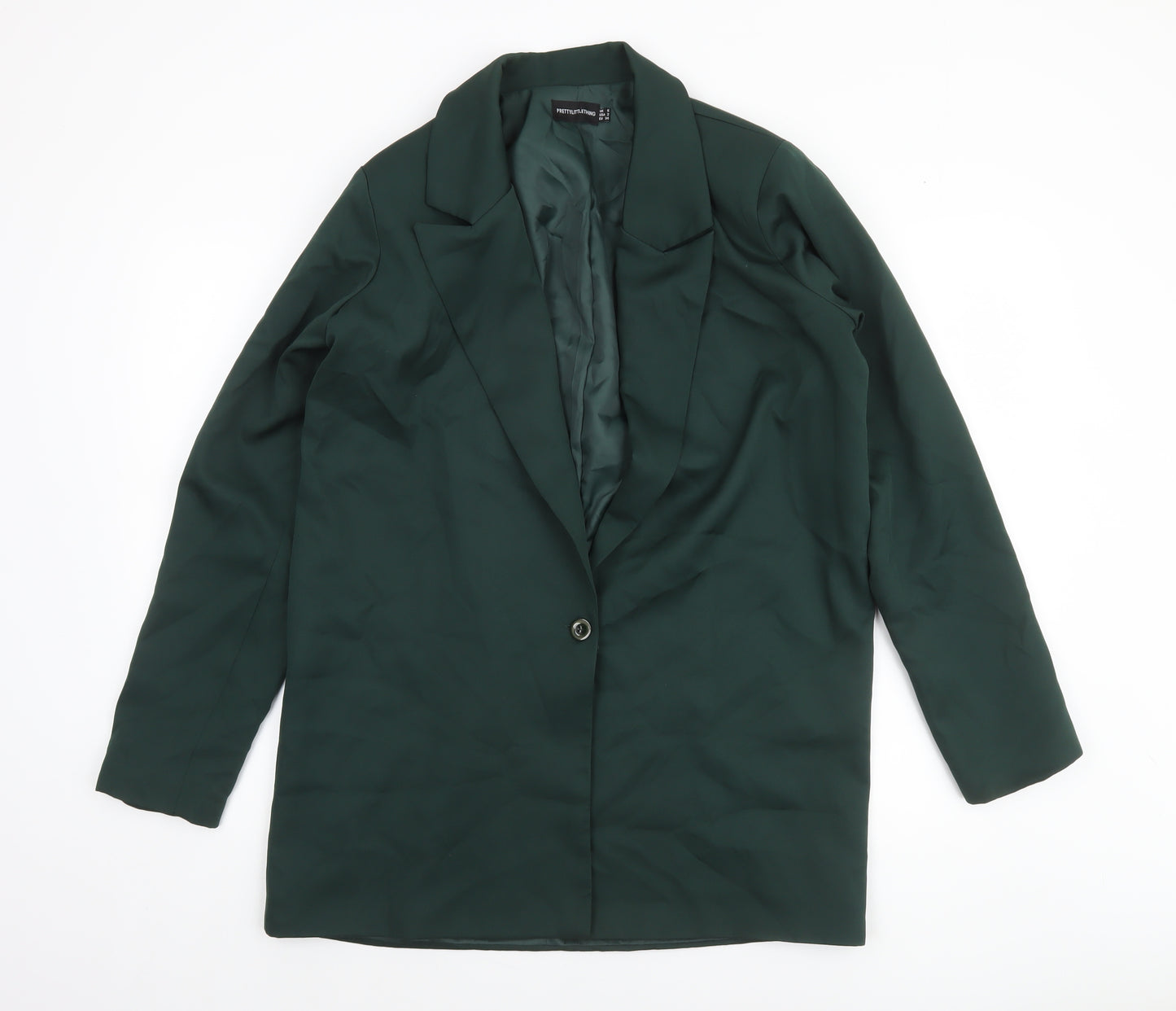 PrettyLittleThing Women Green Regular Fit Notch Lapel Blazer UK 6