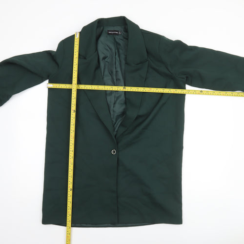 PrettyLittleThing Women Green Regular Fit Notch Lapel Blazer UK 6