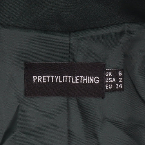 PrettyLittleThing Women Green Regular Fit Notch Lapel Blazer UK 6