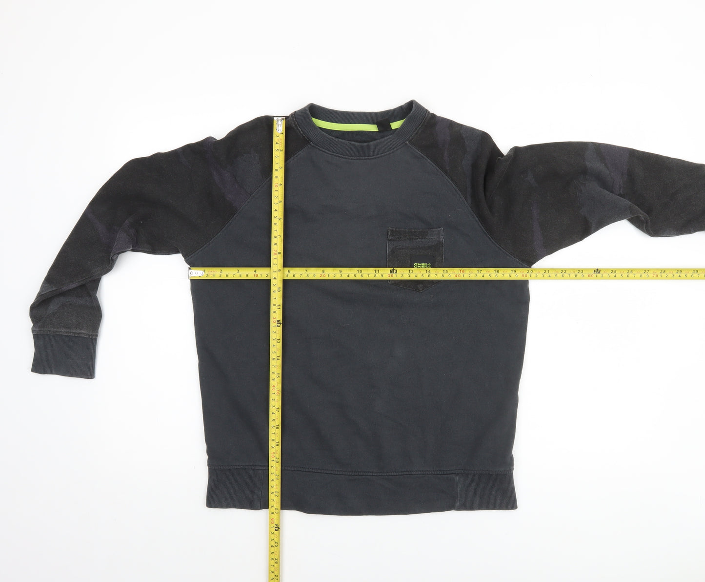 O'Neill Boys Black Cotton Crew Neck Pullover Sweatshirt Size 12 Years