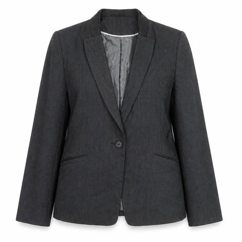 Next Women Grey Pinstripe Single-Breasted Blazer UK 14 Classic Fit