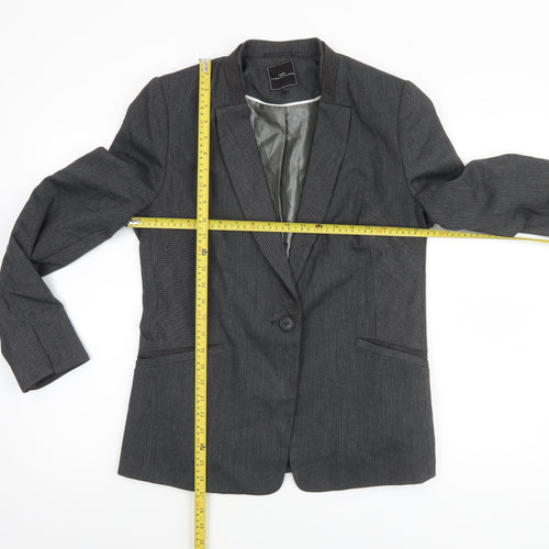 Next Women Grey Pinstripe Single-Breasted Blazer UK 14 Classic Fit