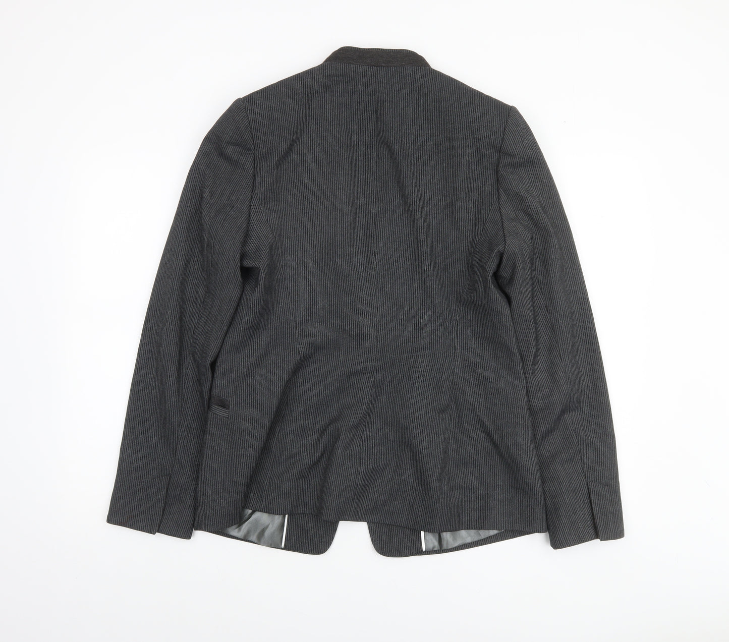 Next Women Grey Pinstripe Single-Breasted Blazer UK 14 Classic Fit