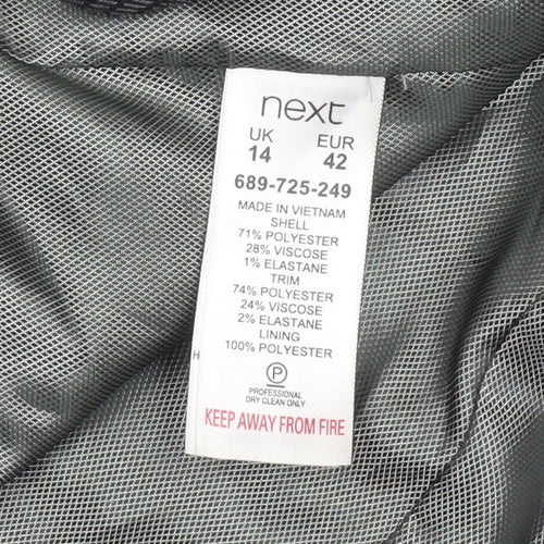 Next Women Grey Pinstripe Single-Breasted Blazer UK 14 Classic Fit